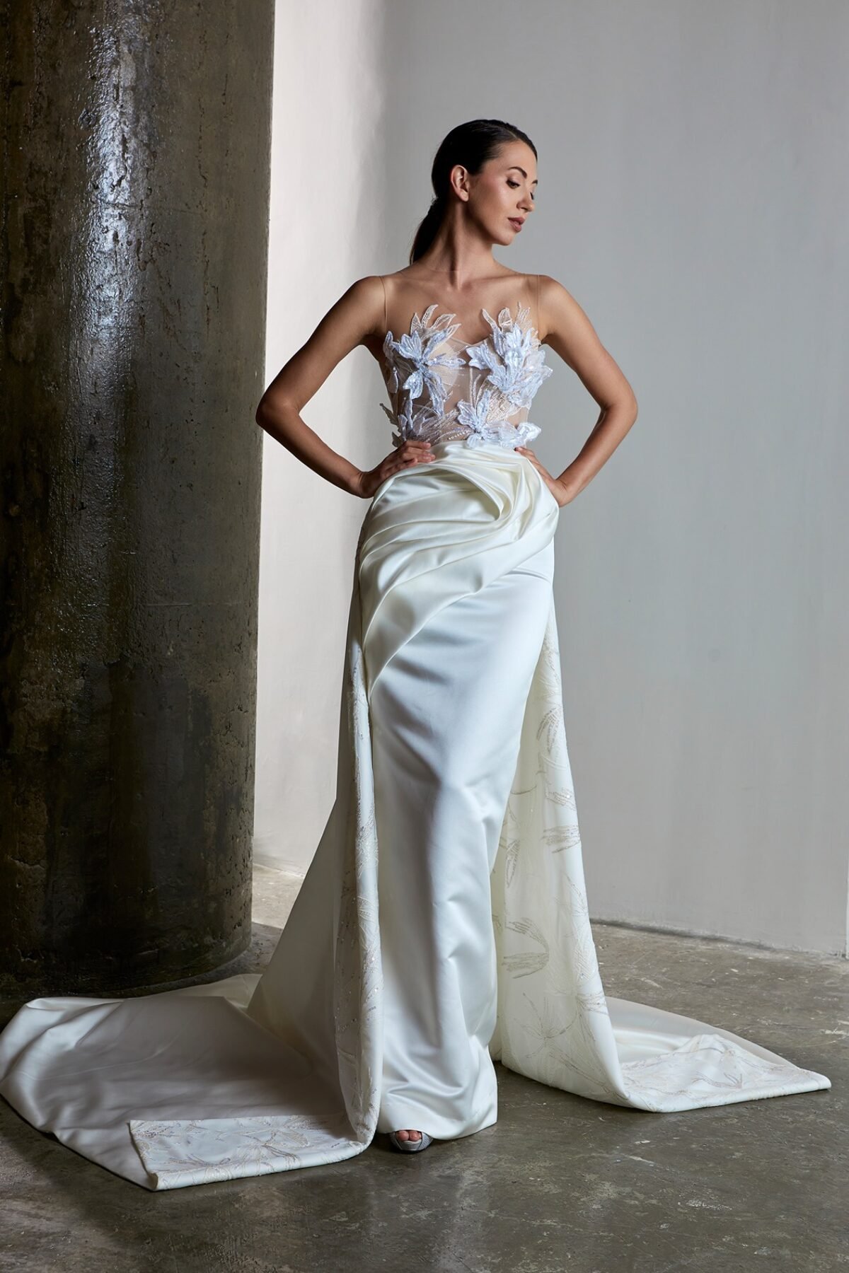 sachin and babi light blue dress Dubai Arabia Muslim Modest Mermaid Long Cape Luxury Evening Dresses Gowns main image 1